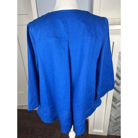 Vintage Y2K Richard Malcolm Cobalt Blue Jacket Size Large 100% Linen Button - Picture 9 of 12